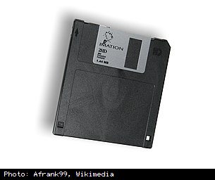 A single Imation 2HD diskette, circa 2001